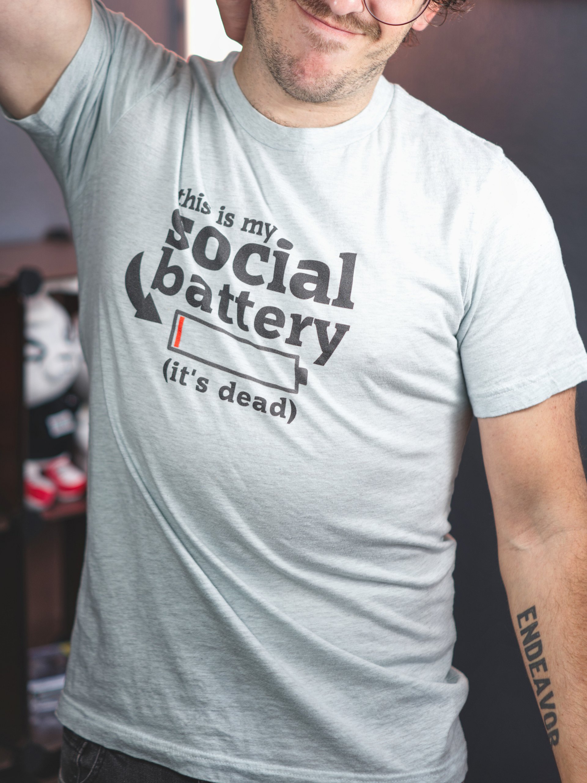 This Is My Social Battery ((It's Dead) Tee - Light Blue product image (3)