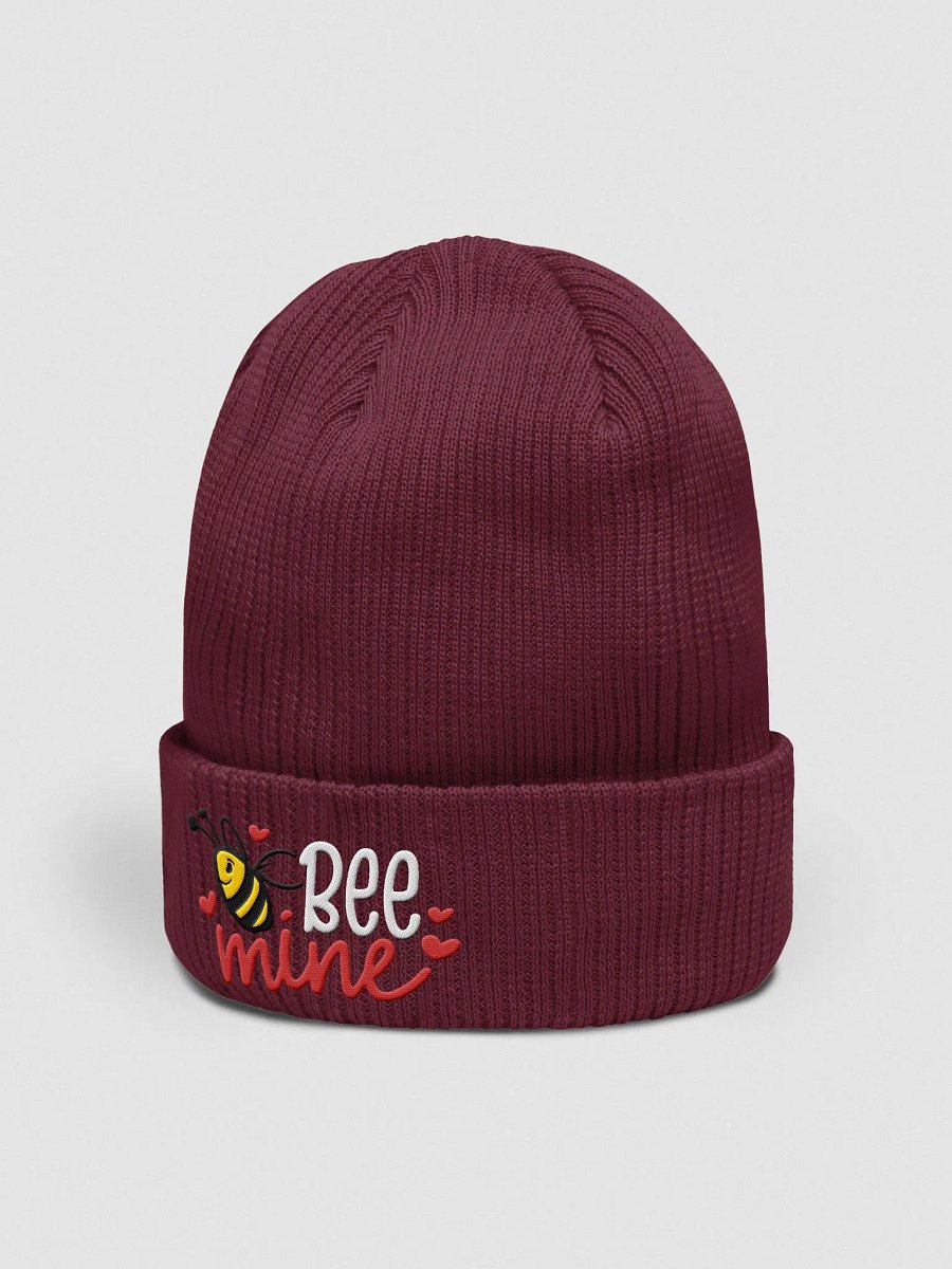 Bee Mine Embroidered Organic Cotton Ribbed Beanie product image (2)