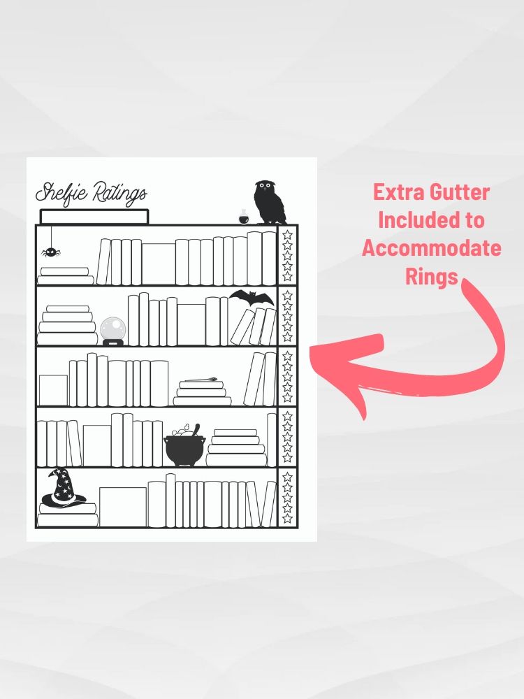 Shelfie Ratings Book Tracker, Black and White Printable Bookcase Journal Log with 7 Themes product image (3)