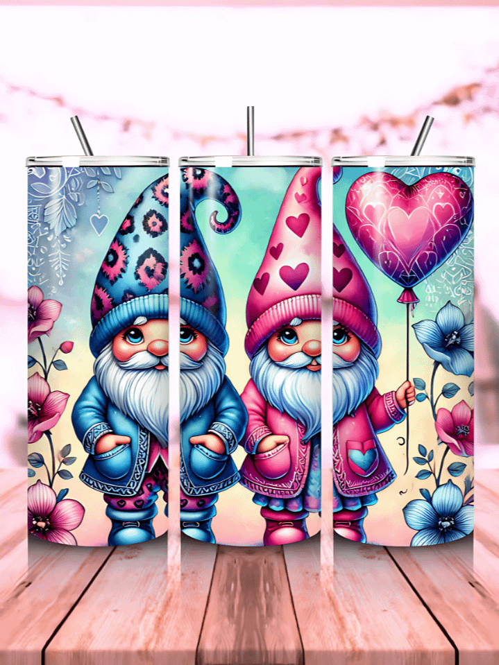20oz Skinny Tumbler Wrap PNG – Valentine’s Day Gnome Sublimation Design – Cute Gnomes for Valentine Tumblers – Instant Download product image (1)
