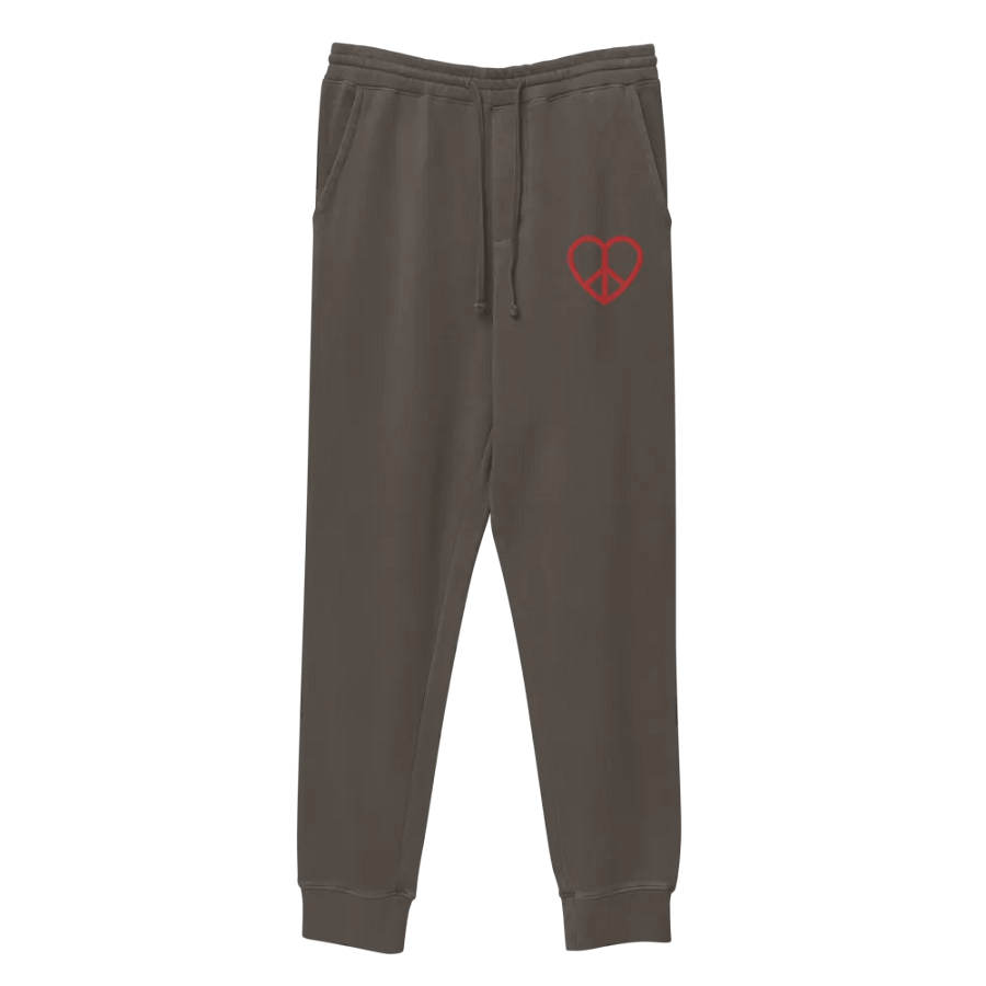 Embroidered Peace-Heart Sweatpants with Pockets (Red Heart) product image (5)