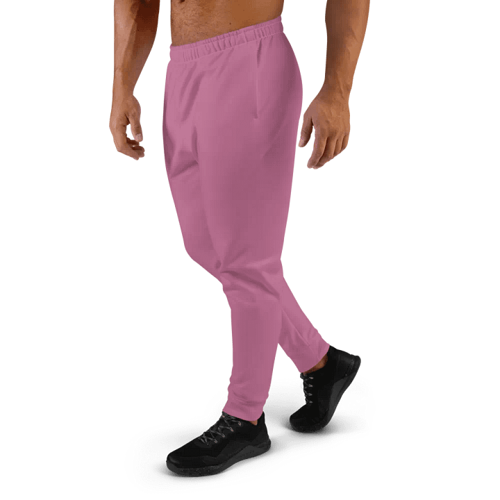 Plain Medium Dark Carnation Pink True Summer Recycled Polyester Premium Men's Joggers by Treasure Pie product image (2)