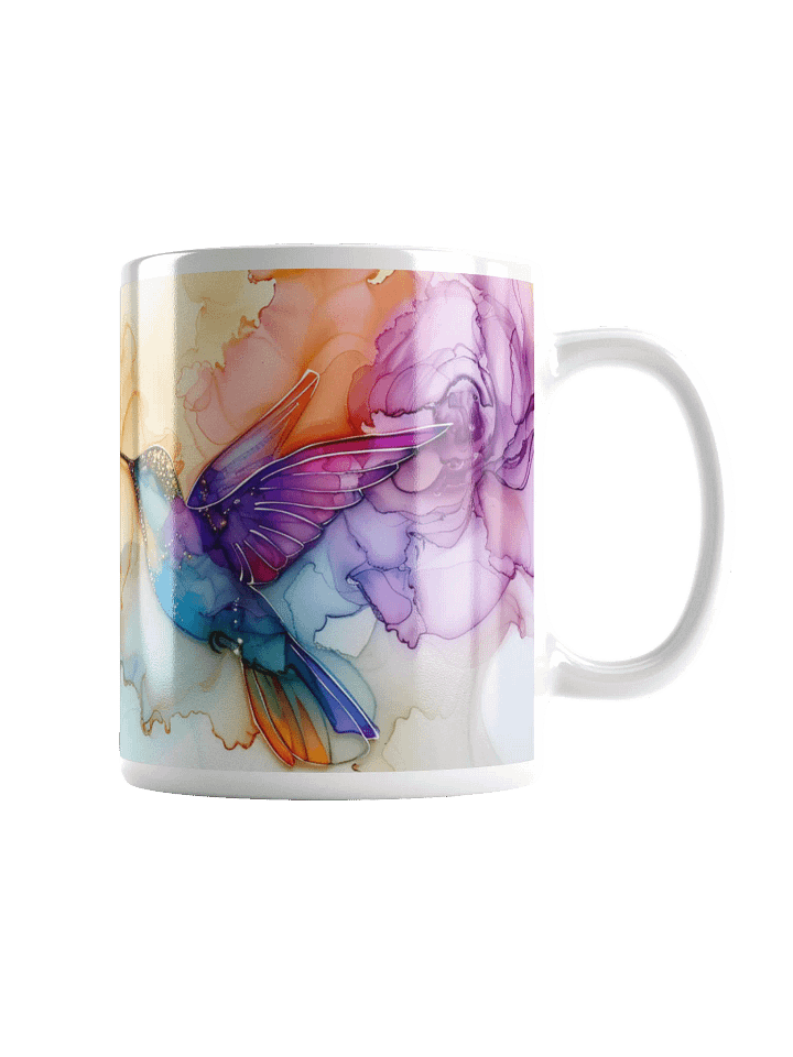 Hummingbird Alcohol Ink White Glossy Ceramic Mug by Treasure Pie product image (1)