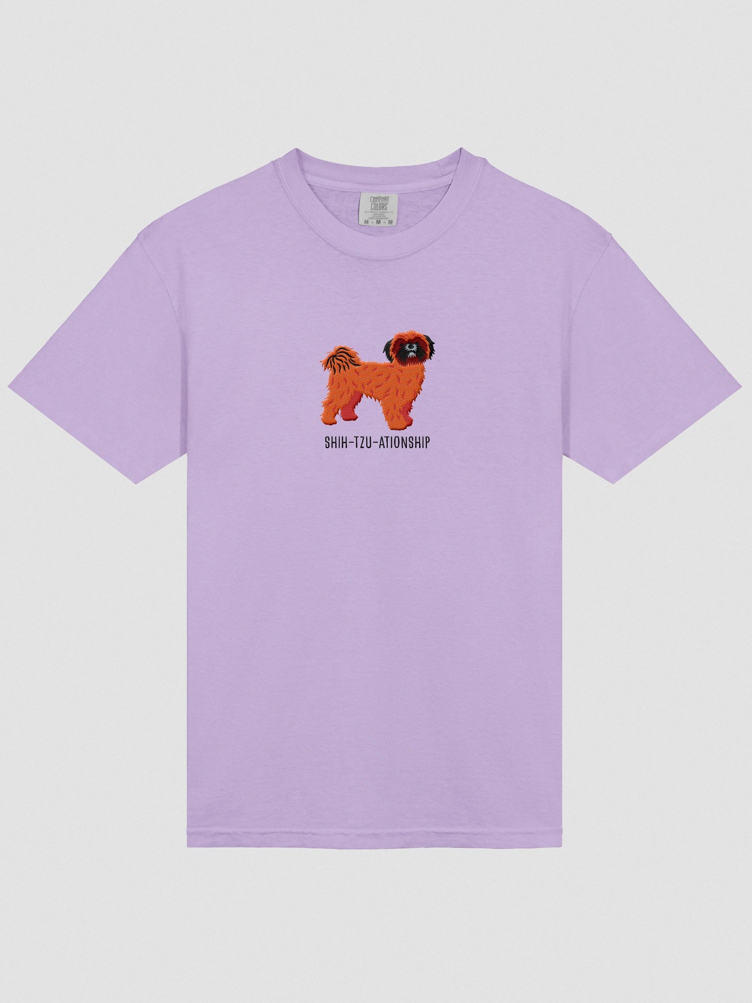 Shih-Tzu-ationship T-Shirt(Embroidered) of a Shih Tzu(Red with Black Mask) product image (6)