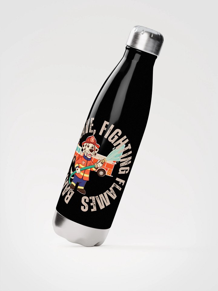 barking brave fighting flames water bottle product image (2)