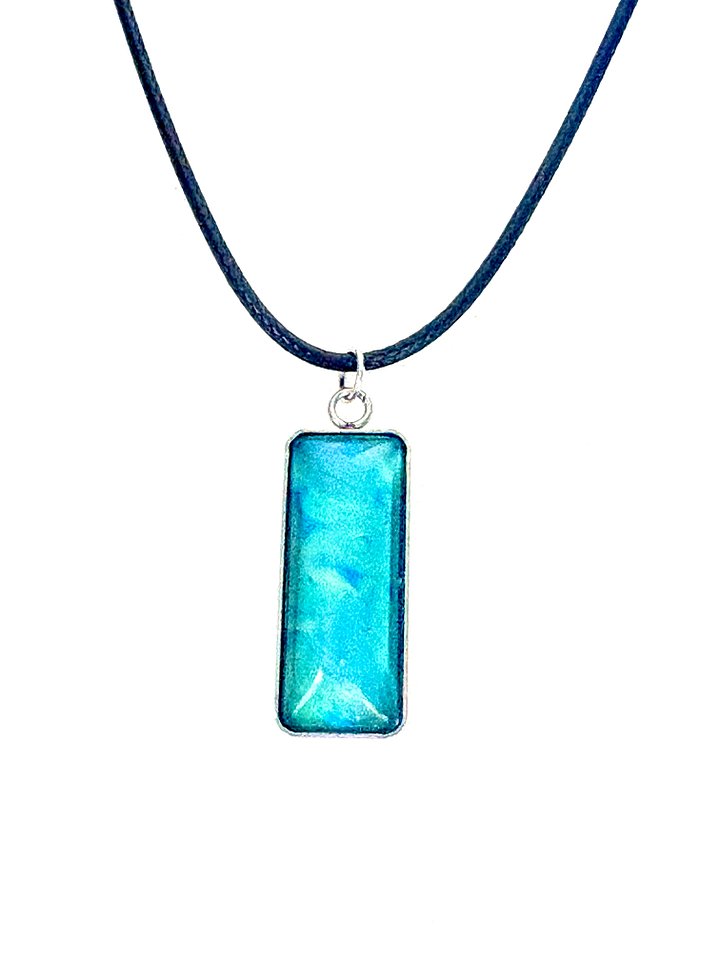 Electric Tide Pendant Necklace | Blue Green | Rectangle Cabochon | Monique Faella Designs™ | MFD-00143 product image (1)