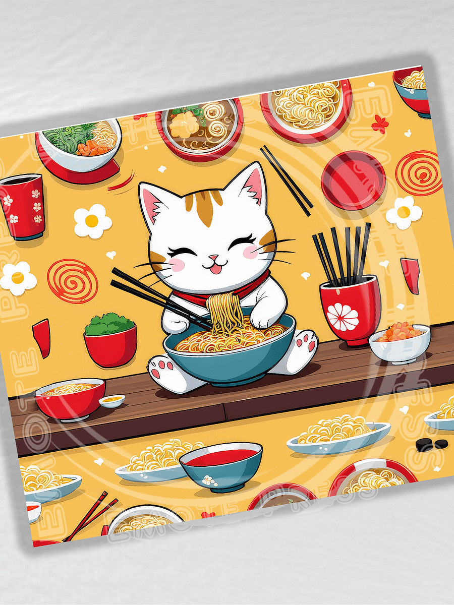 Cute Kawaii Cat Eating Ramen Noodles 20 oz Stainless Steel Tumbler product image (2)