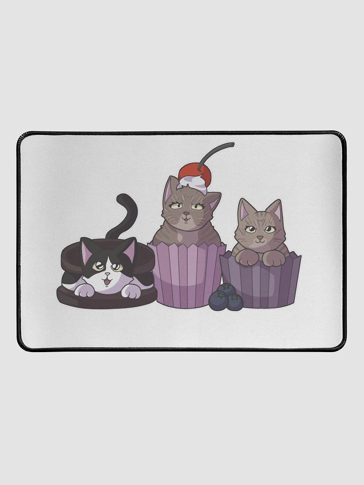 Desk mat with THE three cats product image (1)