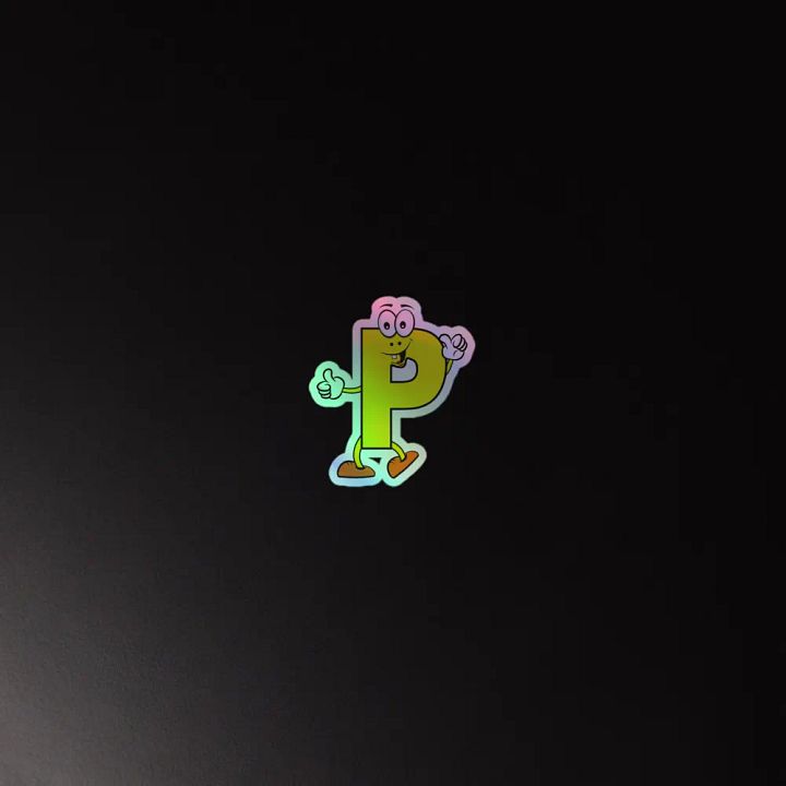 P Letter Cartoon Character Holographic Sticker product image (4)