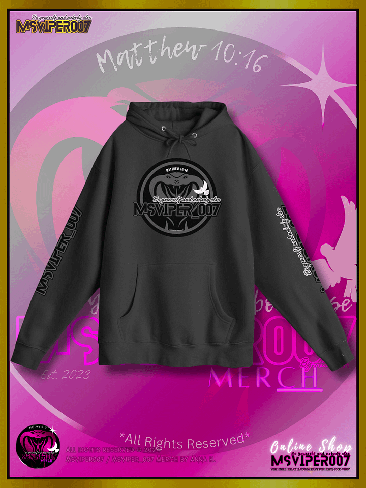 Hoodie - "MsViper_007™ Brand Classic" [grey/blk emblem] - Streetwear/Active Hoodie By Anna H. product image (1)