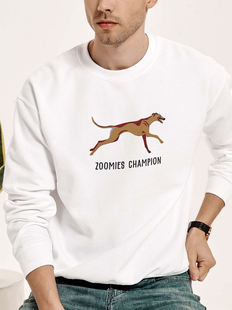 Zoomies Champion Sweatshirt (Embroidered) of a Greyhound(Tan) product image (2)