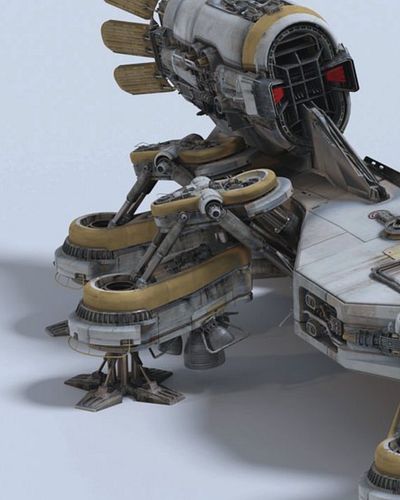 The Bug. A dropship design from the Big Medium Small Modelshop Greebles pack. Render by @bigmediumsmall_