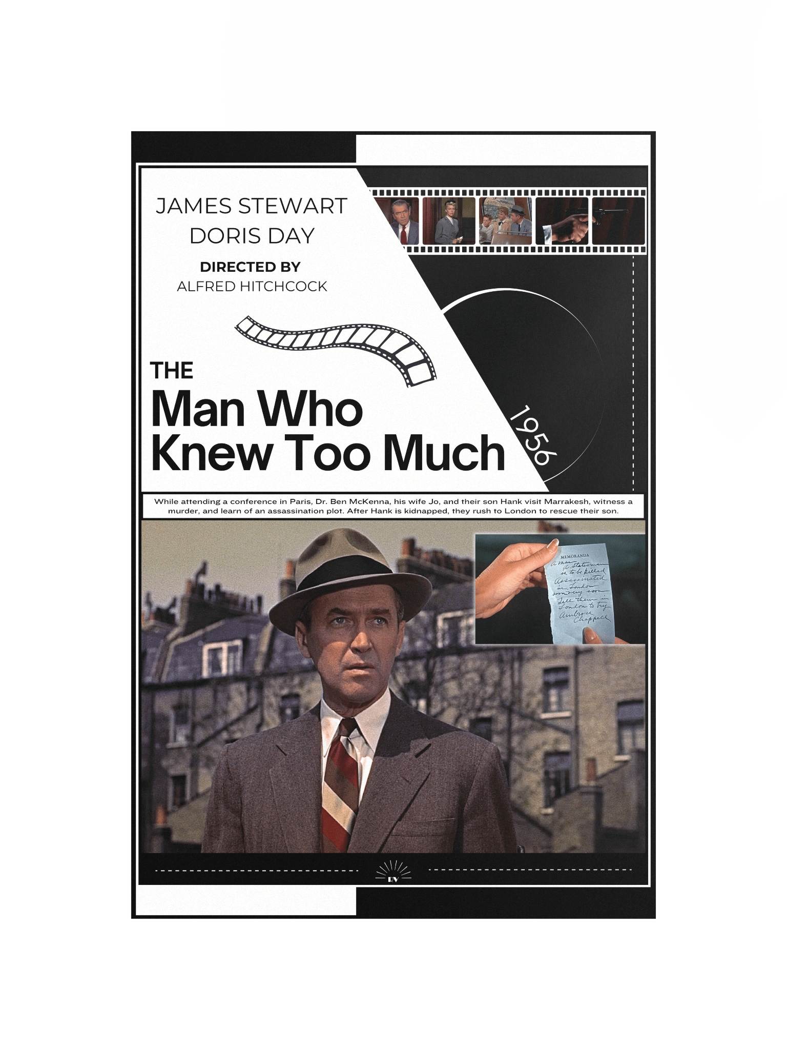 The Man Who Knew Too Much with James Stewart and Doris Day 1956 | Movie Poster | 12x18 Wall Art product image (4)