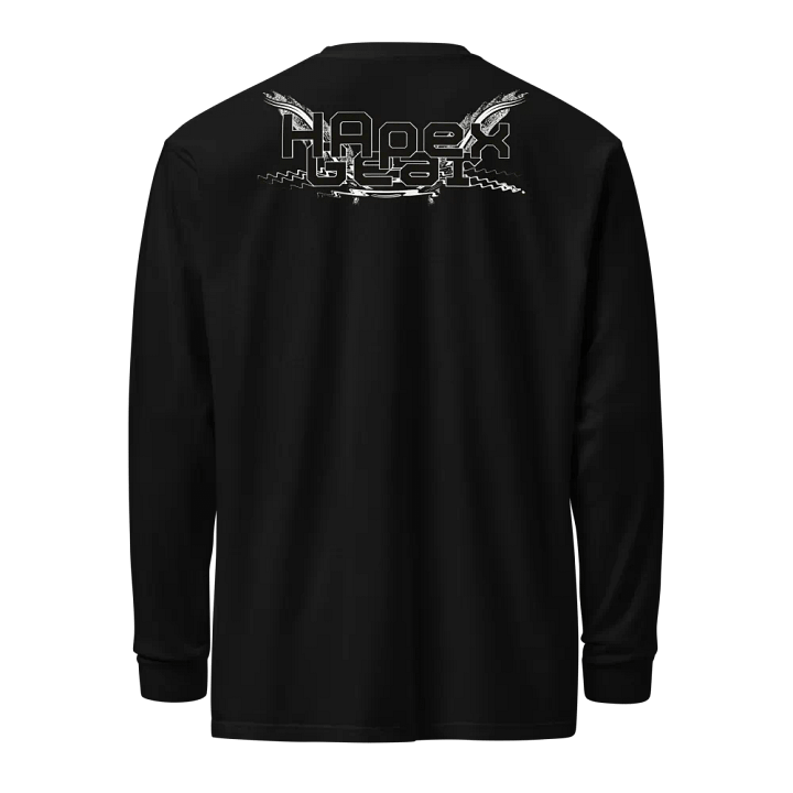 Unisex Garment-Dyed Heavyweight Long Sleeve Shirt - Black HApex Gear White Logo product image (1)