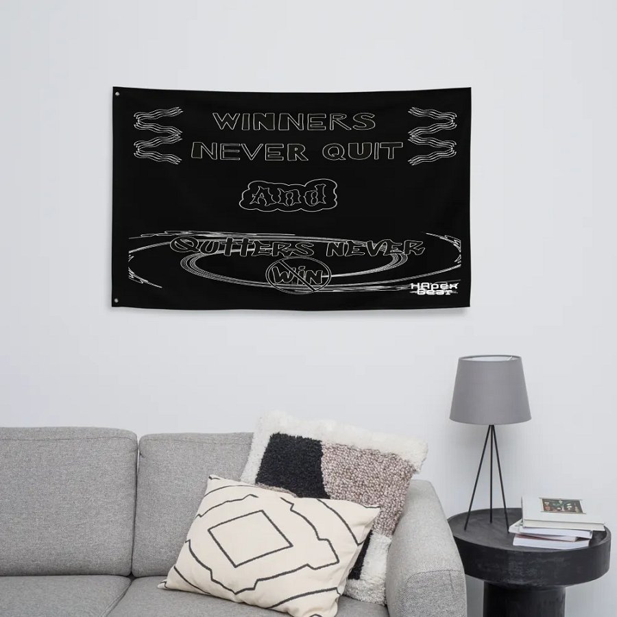 Winners Never Quit and Quitters Never Win - Black - Flag product image (8)