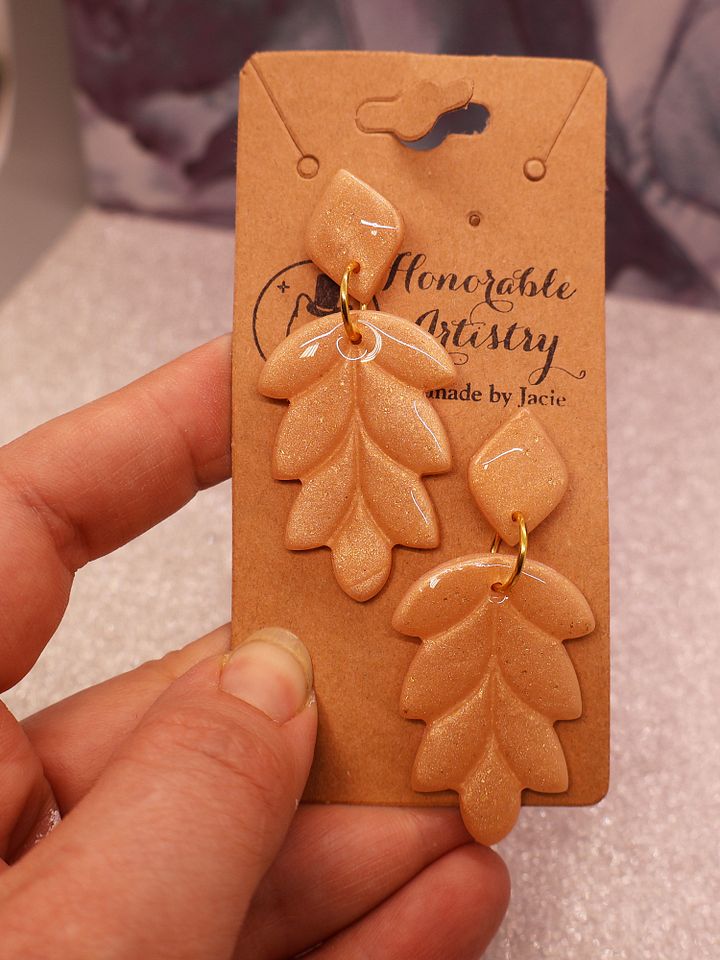 Hanging Leaf Earrings - Polymer Clay product image (1)