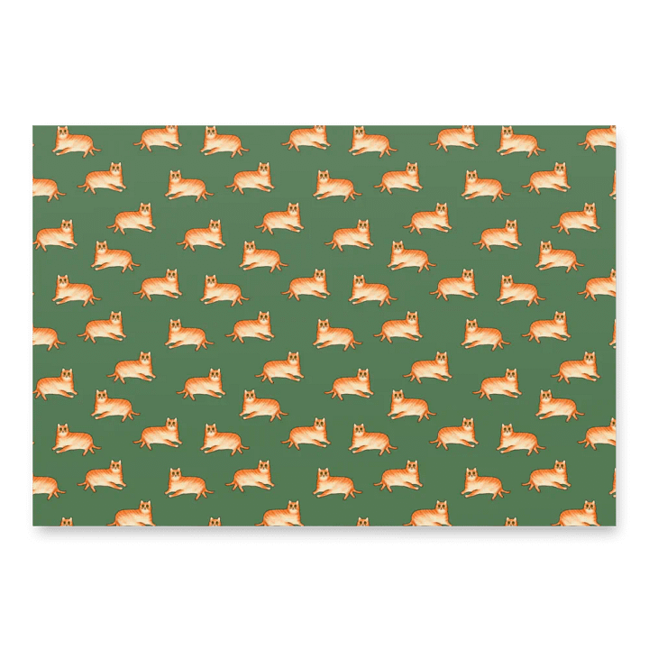 Fat Cat On Green Base - Wrapping Paper product image (1)