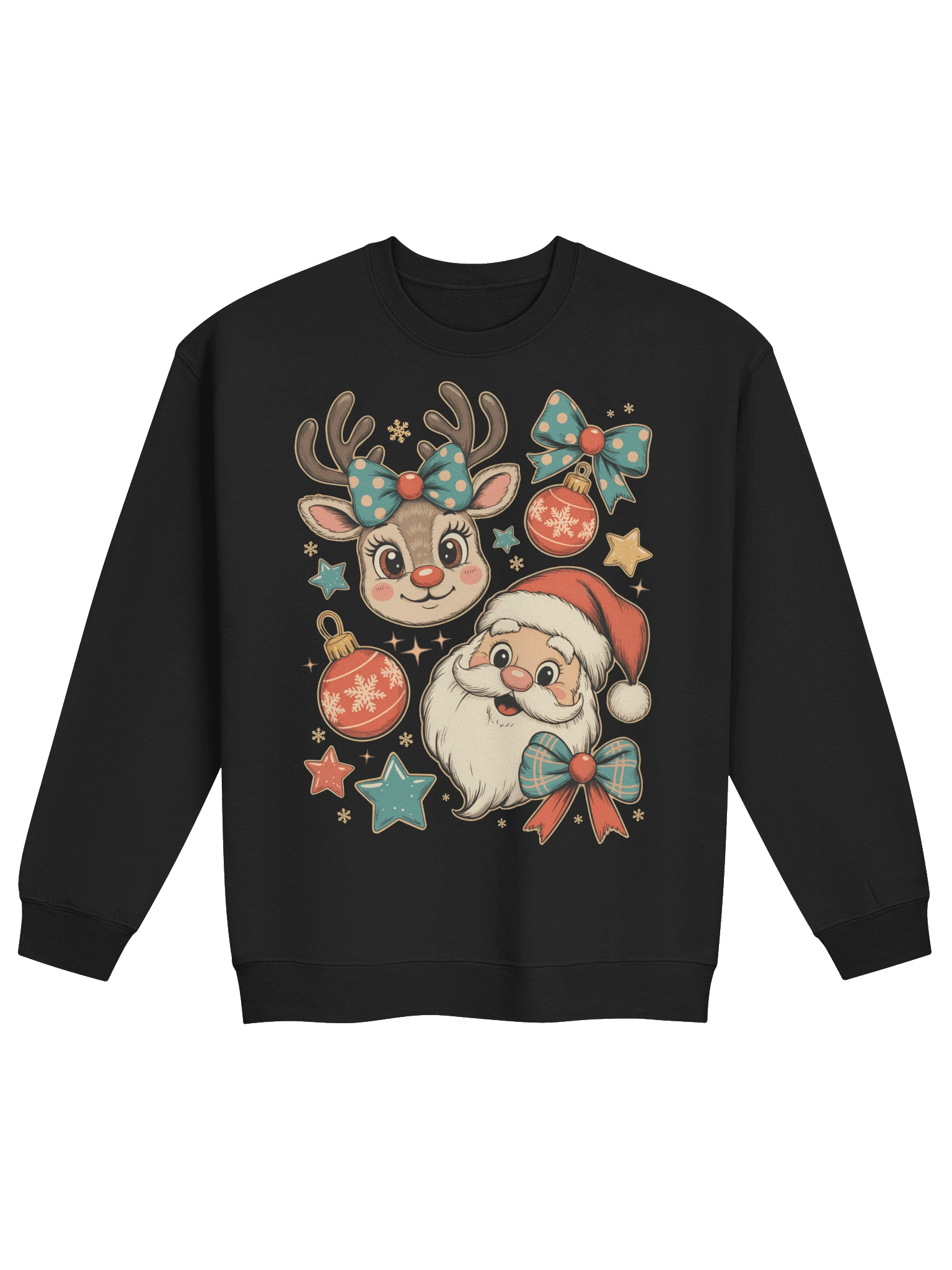Cheerful Retro Santa & Reindeer Sweatshirt | Vintage Holiday Crewneck product image (1)