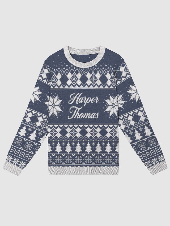 KNITTED CHRISTMAS SWEATER CLASSIC FIT / PERSONALIZED NAME / BLUE product image (1)