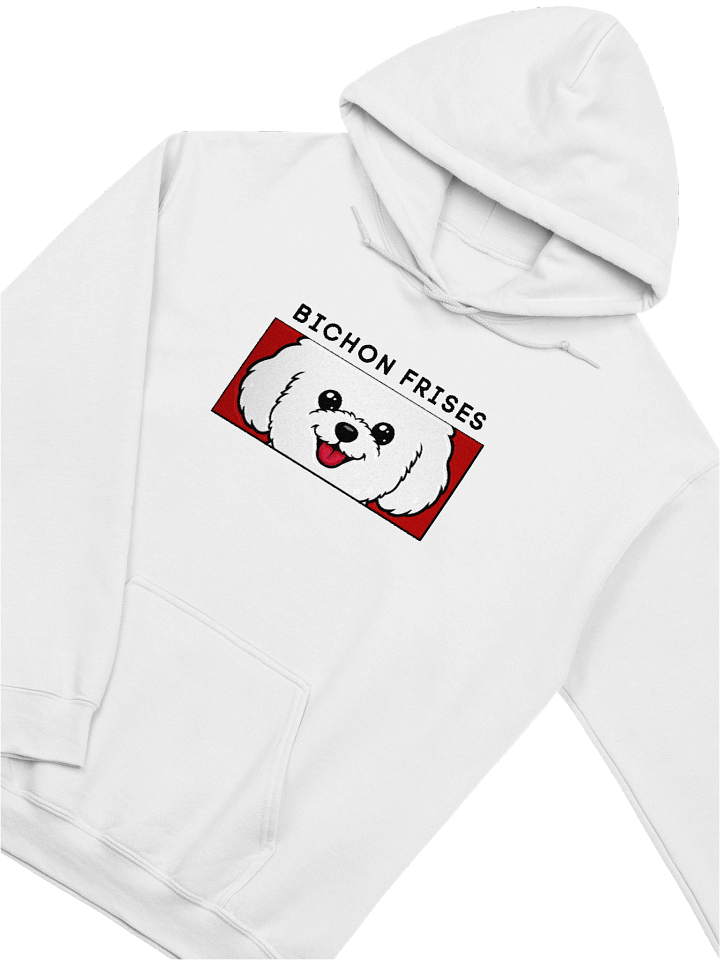 Embroidered Bichon Frises Face Peeking Strip Unisex Hoodie product image (2)
