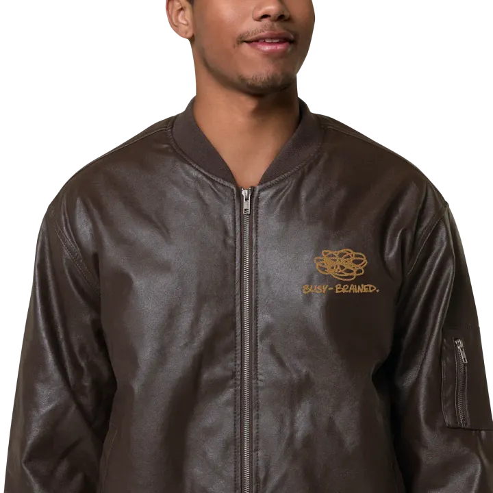BUSY-BRAINED MONOCHROME BROWN FAUX LEATHER JACKET product image (1)