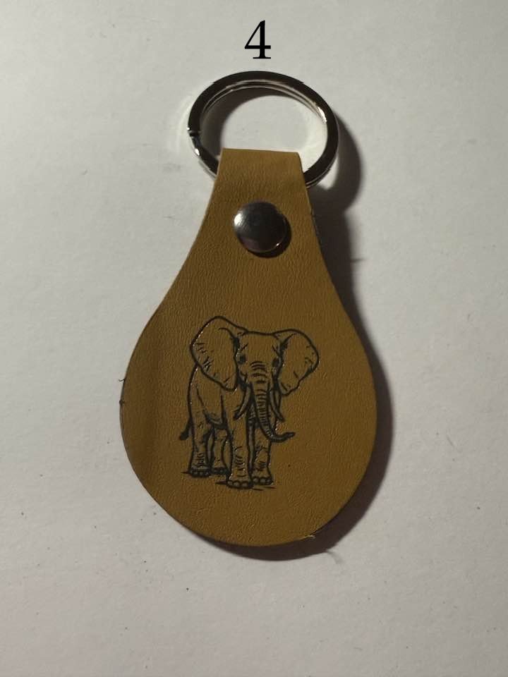 Leather Engraved Keychains – Animals, Sayings & Skull with Snake | Handmade Gift | Choose Design product image (4)