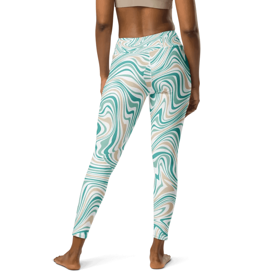 Marble Waves High-Waisted Leggings - Artistic Flow product image (3)
