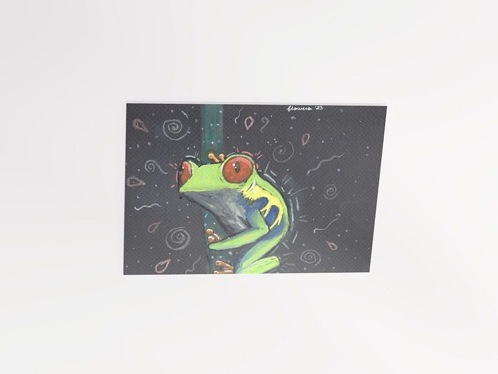 vibrant green tree frog - gouache and watercolour on black paper - print product image (10)