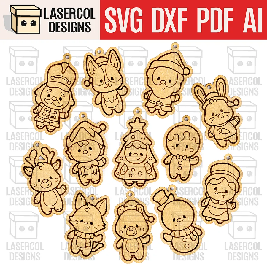Christmas Ornaments Mega Bundle (12 Sets, +120 Ornaments) - Laser Cut Files product image (6)