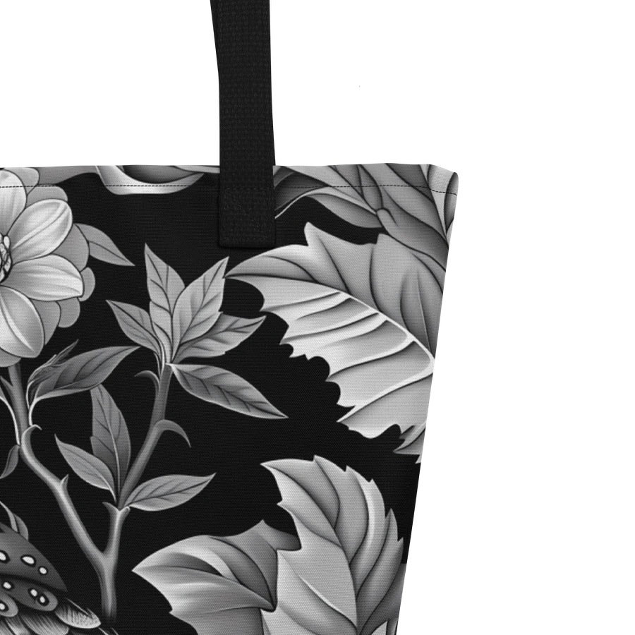 Tote Bag: Barn Owl Floral Forest Elegant Black and White Design product image (5)