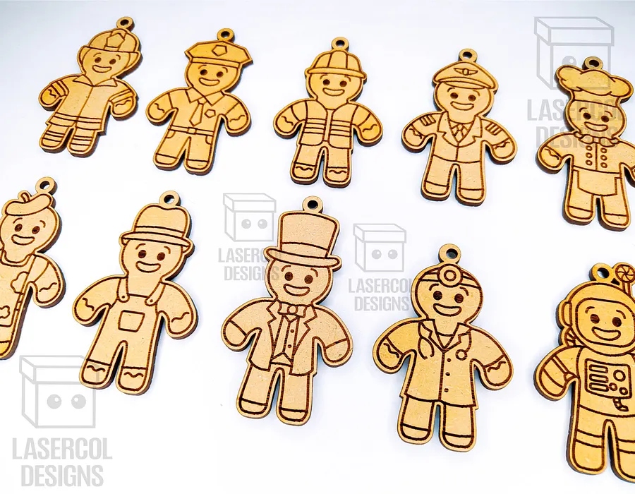 Gingerbread Cookies Christmas Ornaments Set 3 - Laser Cut Files product image (8)