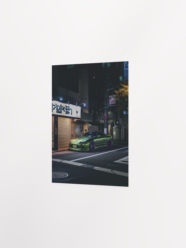Green Nissan Silvia tuned in JDM style parked on the Tokyo street by night product image (23)