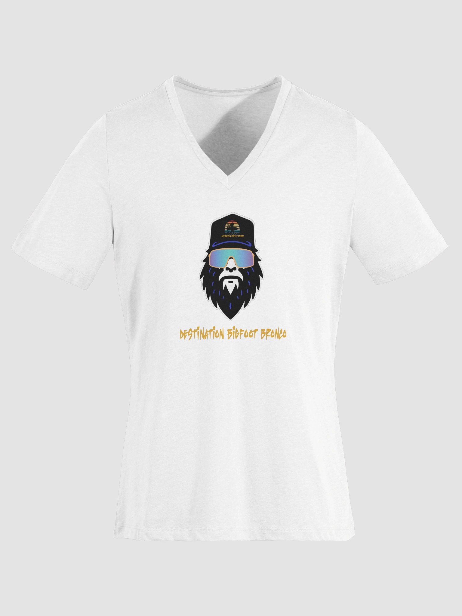 Destination Bigfoot Bronco Bigfoot Logo Bella+Canvas Women's Relaxed V-Neck T-Shirt (White) product image (6)
