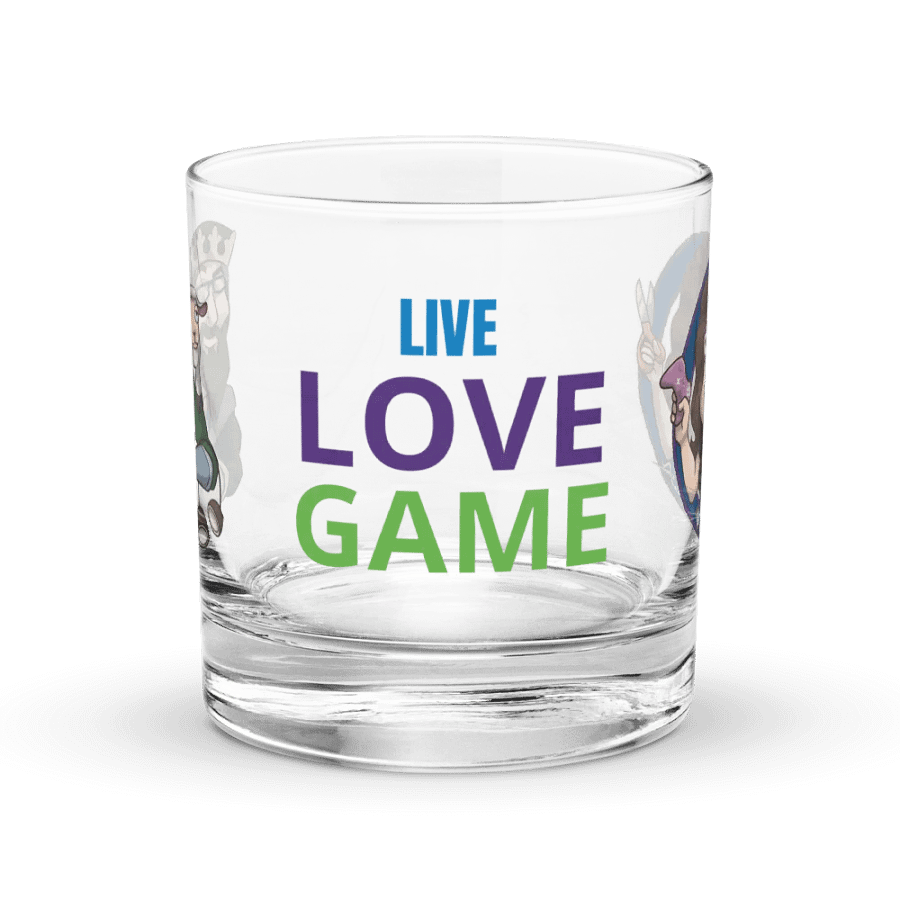 Downey Live, Love, and Game Rocks Glass product image (1)