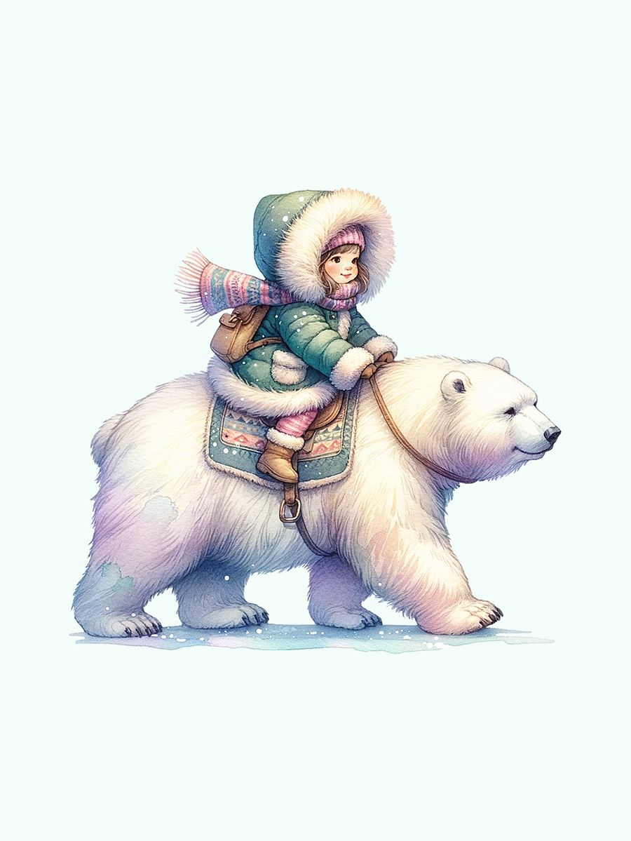 Girl with a Polar Bear - Clipart product image (1)