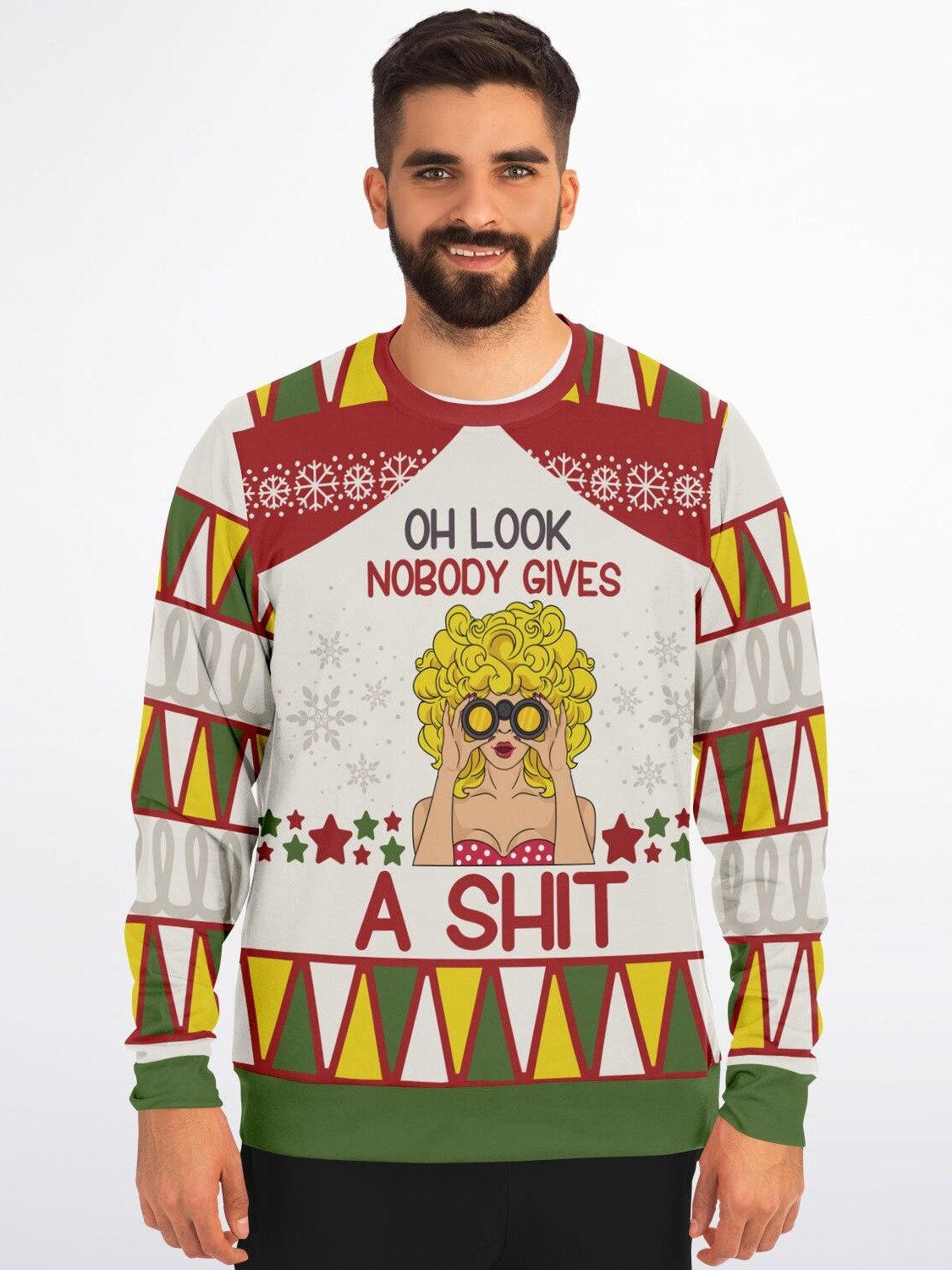 "Oh Look Nobody Gives A Sh*t" Sweatshirt | Sassy Woman Holiday Sweater | Funny Adult Christmas Party Outfit product image (7)