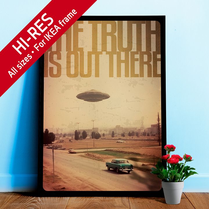 The Truth is Out There / The X-Files retro 60s poster — sci-fi poster, movie poster, space art print product image (1)