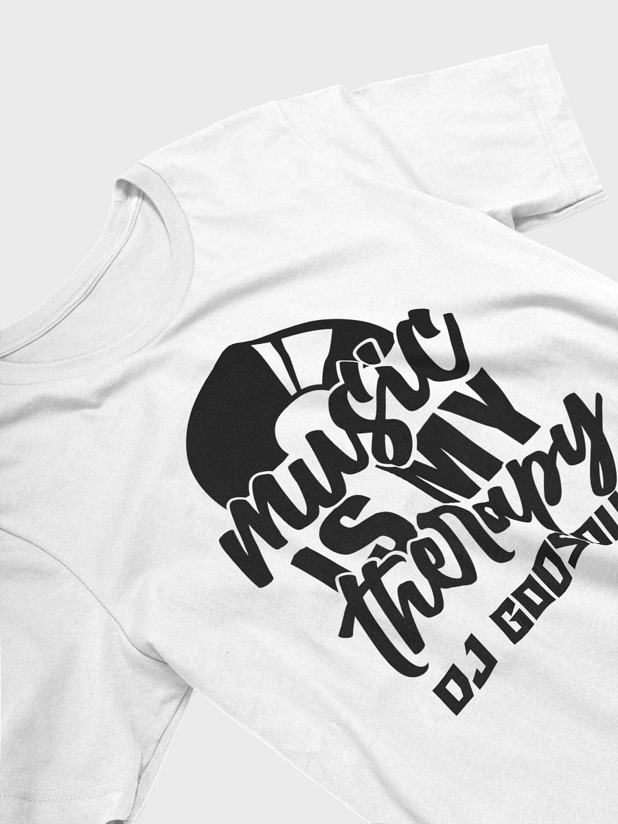 DJ T-Shirt With Graphic Rapper Merch Band Merch Music Merch By DJ GodSound "Music is My Therapy" Slogan Classic Fit UNISEX White T-Shirt product image (3)