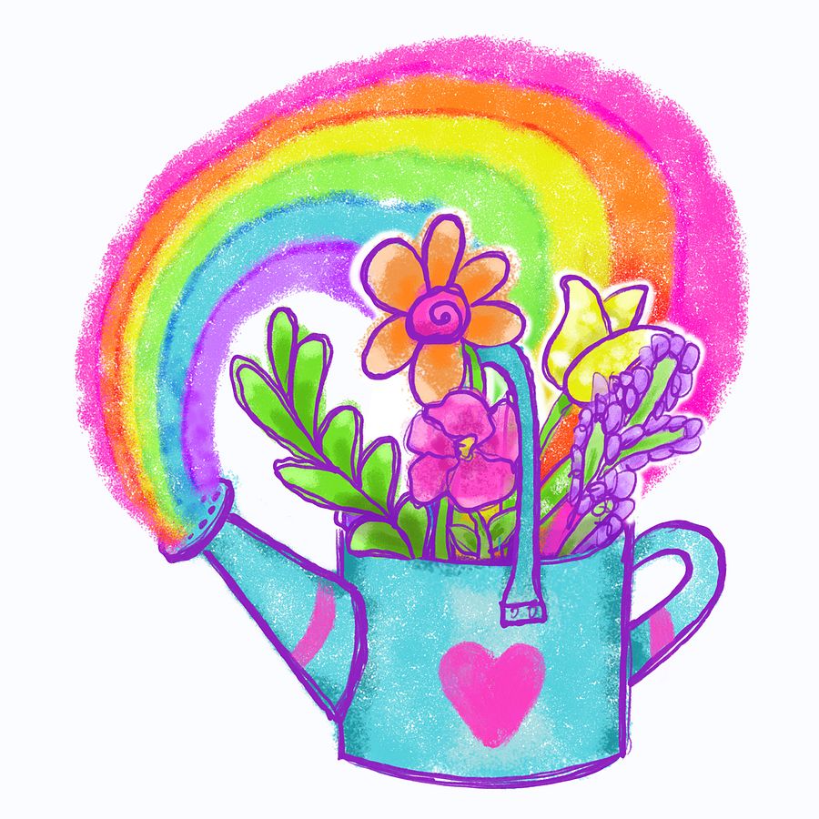 Happy Spring Watering Can Coloring Page product image (1)