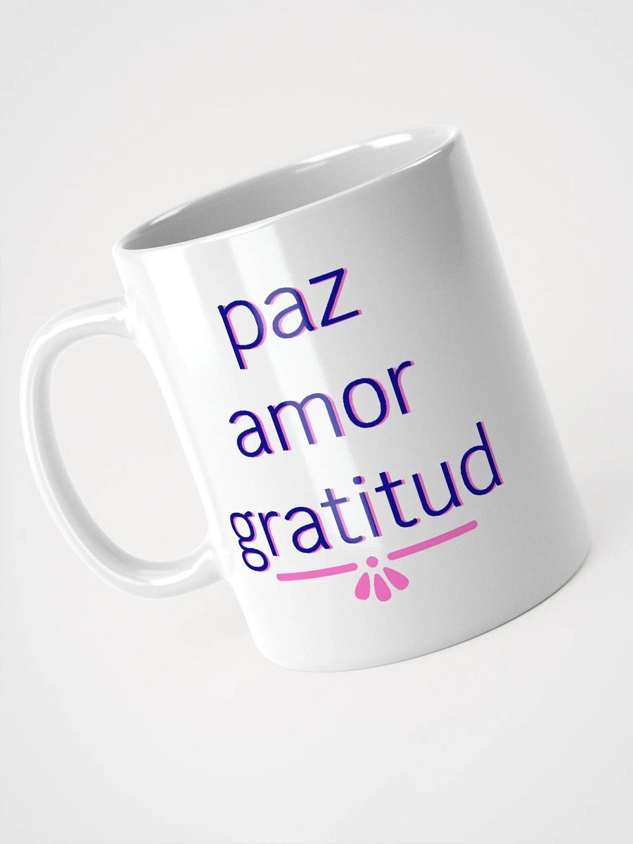 Paz Amor Gratitud Navy and Pink Ceramic Mug product image (5)