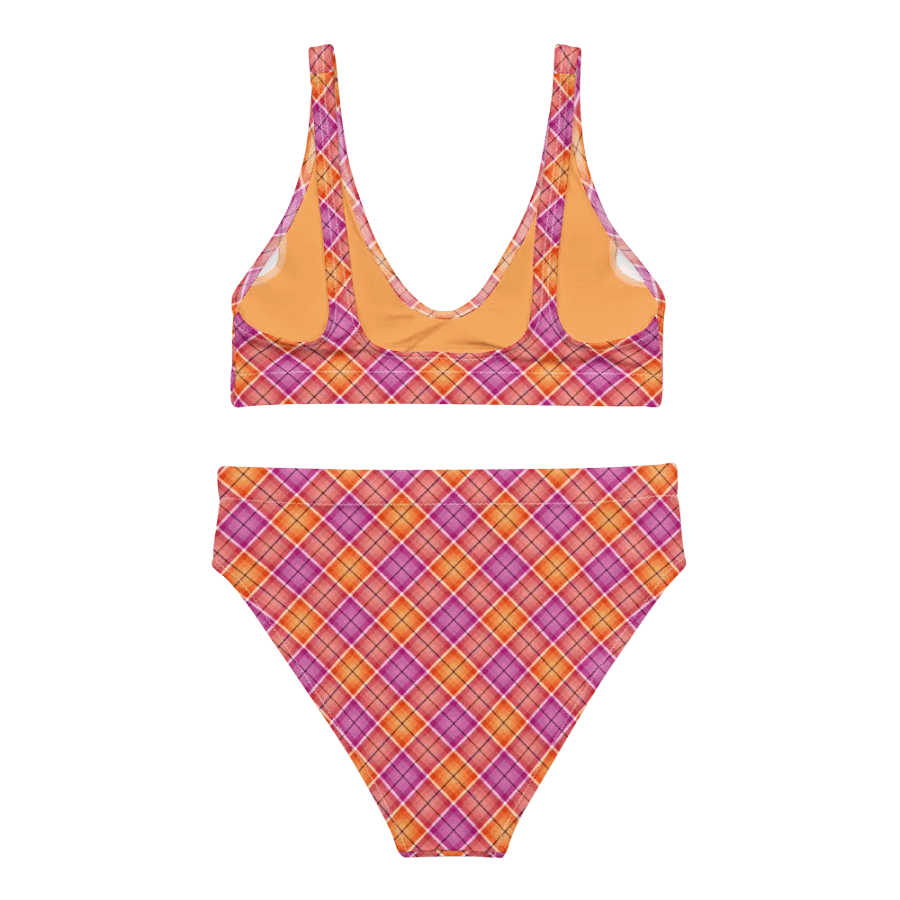 Bright Orange and Pink Plaid Bikini product image (4)