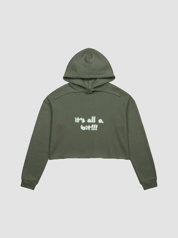 “It’s all a bit!!!” (lined design, #96B697) fleece cropped hoodie product image (14)