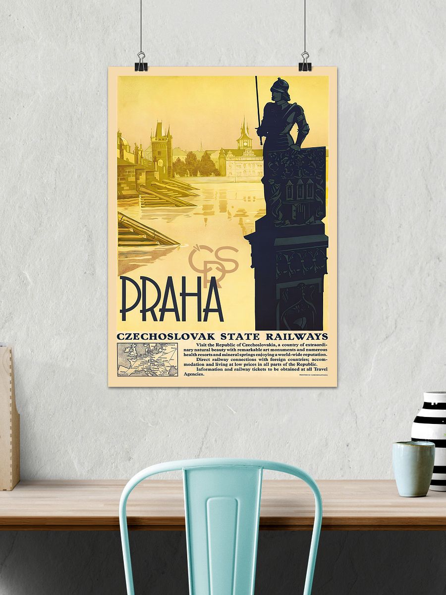 Prague Czech, 1920s — Retro travel poster, vintage travel print product image (3)
