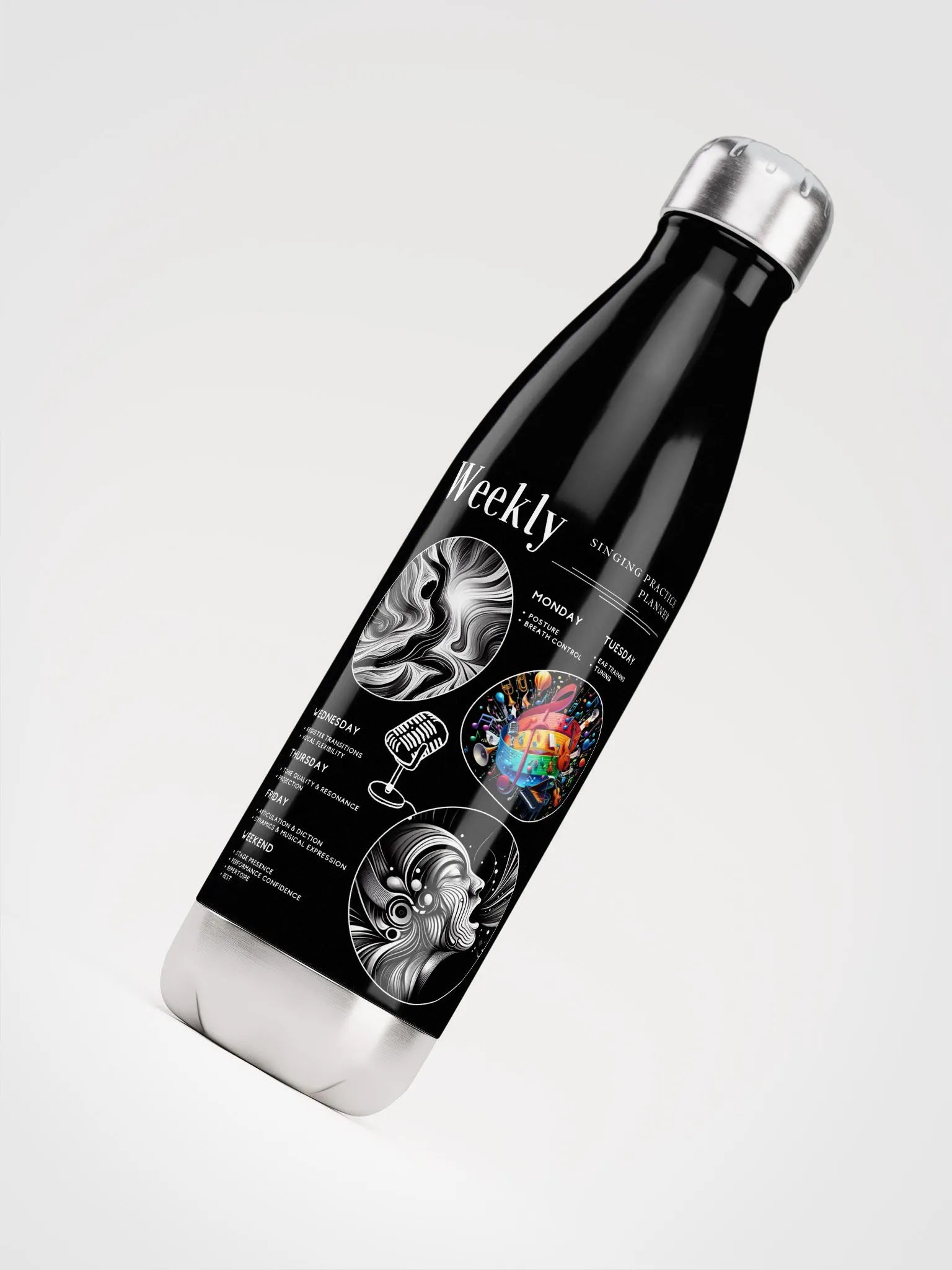 Weekly Singing Practice Planner Water Bottle product image (4)