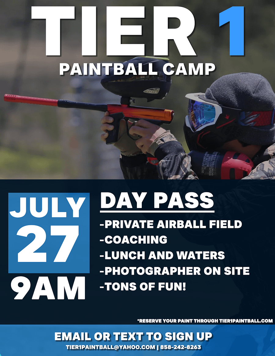 TIER 1 PAINTBALL CAMP - 1 DAY CAMP PASS (7/27) product image (1)