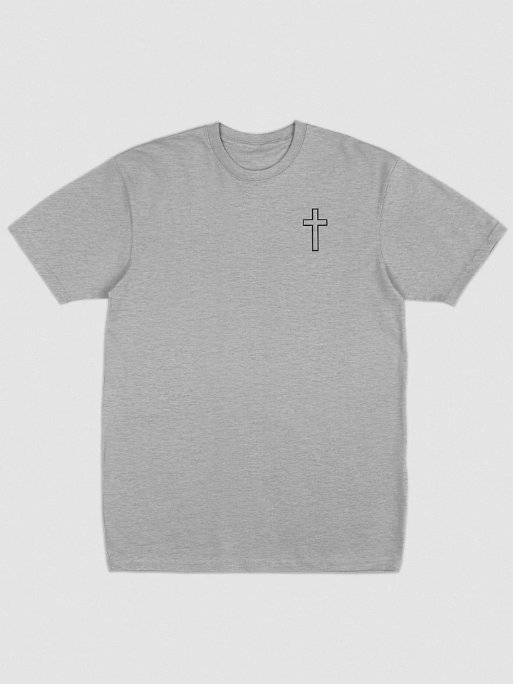 Simple Cross Embroidered Grey Heavyweight T-shirt product image (1)