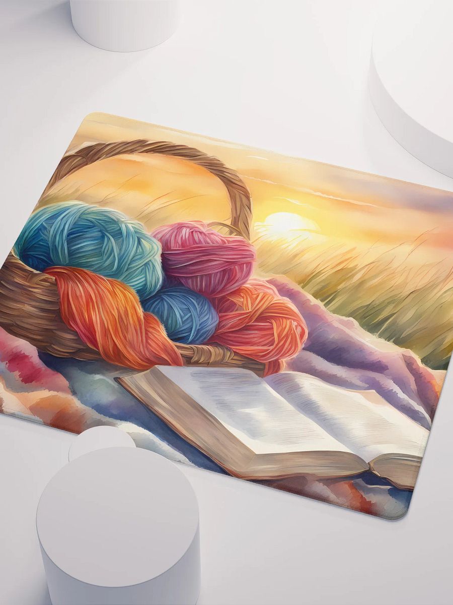 Yarn Basket with a Book at Sunrise, Gaming Mouse Pad, 2 Sizes product image (3)