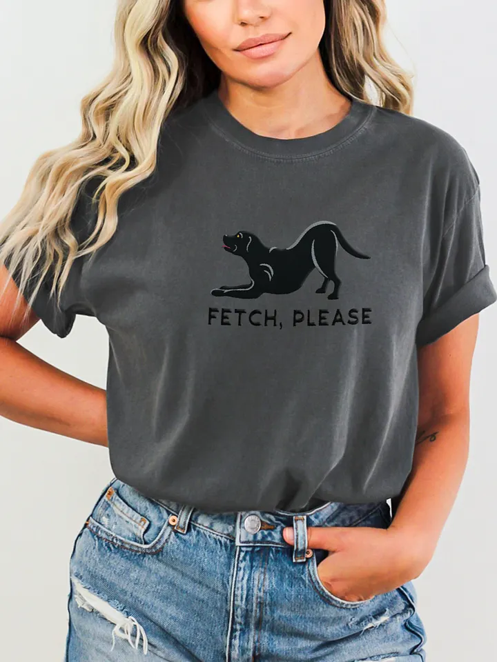 Fetch Please T-Shirt(Embroidered) of a Labrador Retriever(Black) product image (47)