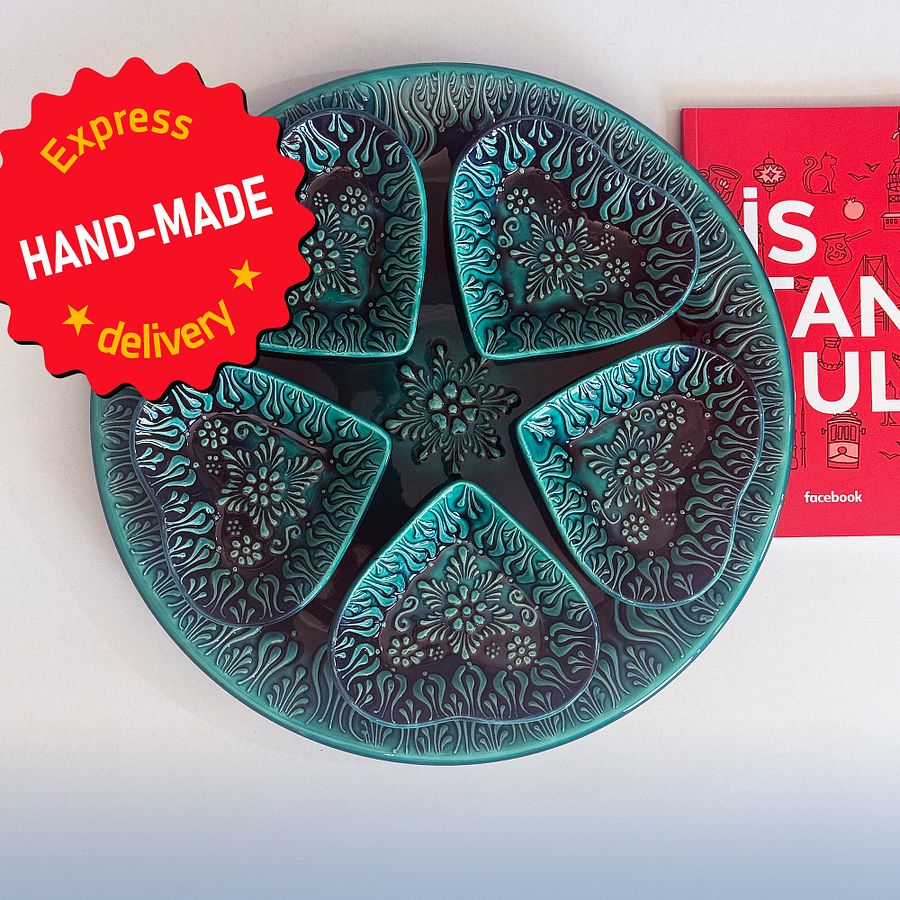 Ceramic turquoise set — handmade pottery, handmade ceramic, home decor, handmade gift, Turkish ceramic product image (1)