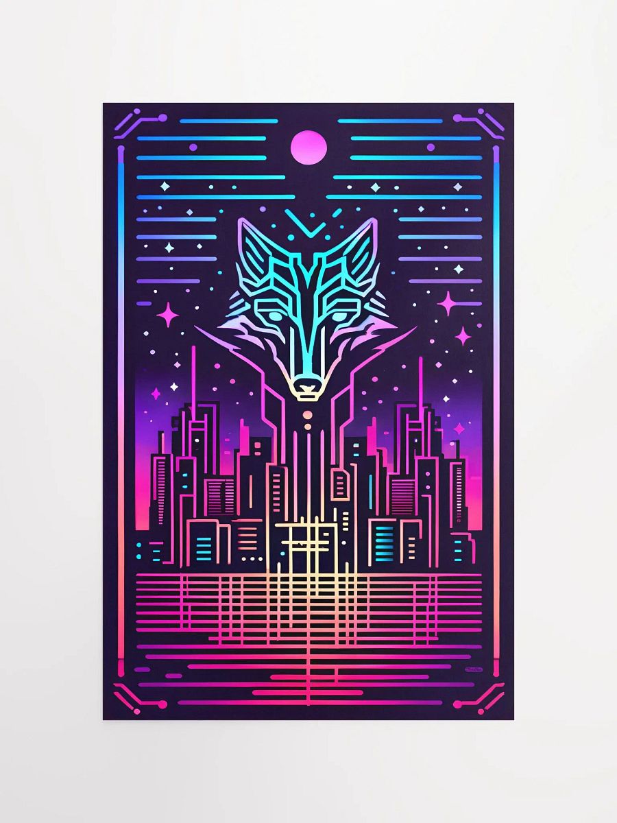 Neon Futuristic Fox Cityscape Art Poster product image (12)